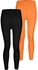 Silvy Set Of 2 Leggings For Girls - Black Orange, 4 - 6 Years