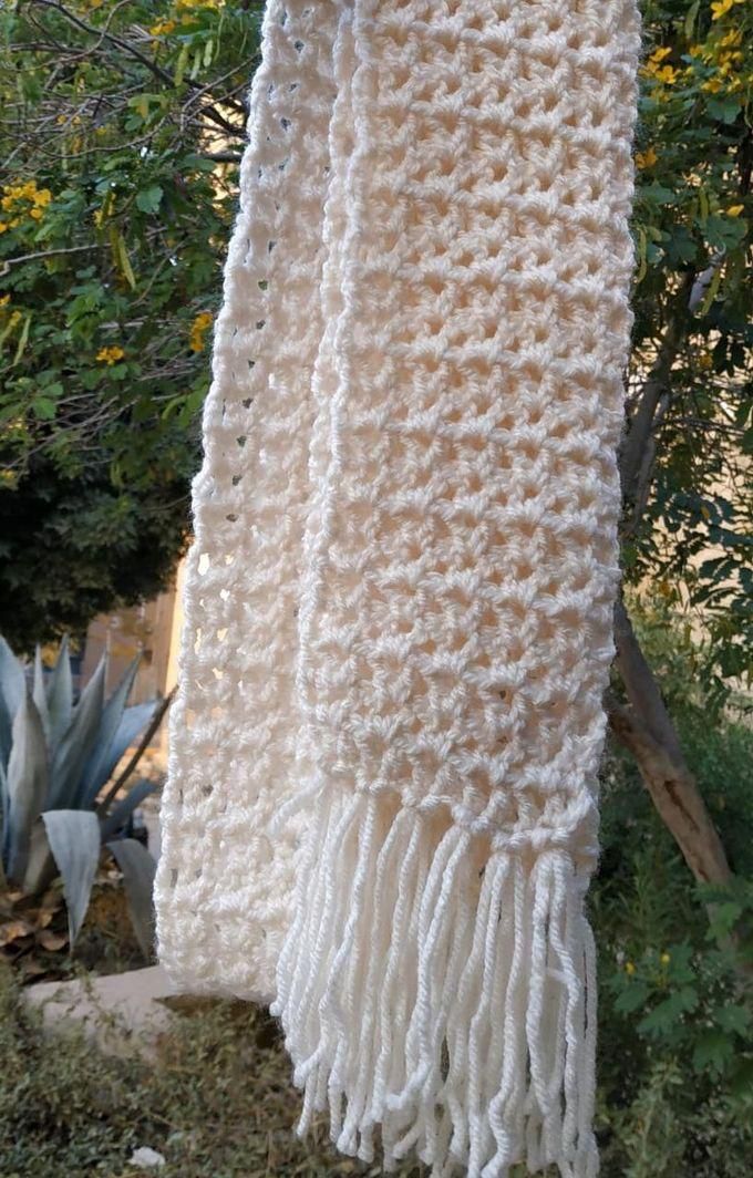 Women Scarf Crochet - Off-white