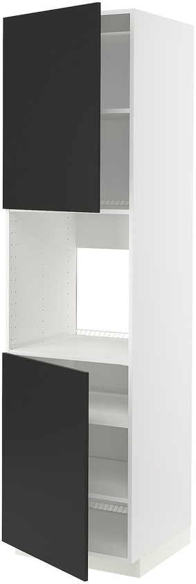 METOD High cab f oven w 2 doors/shelves - white/Nickebo matt anthracite 60x60x220 cm