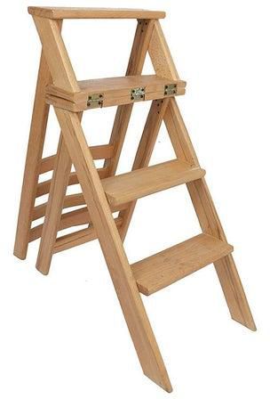 Beech Wood Convertible Ladder Into A Large Chair Beige 121x121x121cm