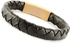 Bracelets for Men of The Metal and Genuine Leather - Black Color - br058-0101