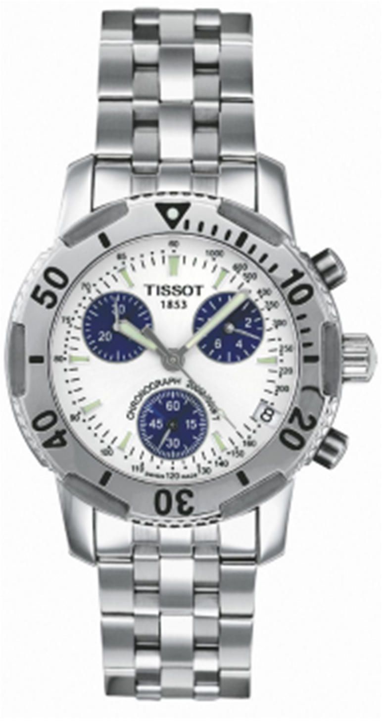 Tissot Men's White Dial Silver Stainless Steel Chronograph Quartz Watch