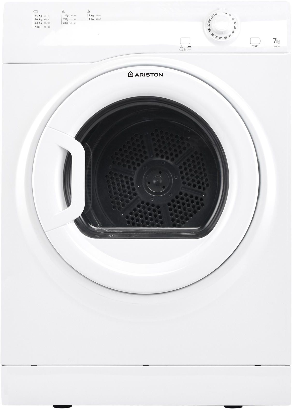 Ariston Tumble Dryer, 7kg, Air Vented, Steel Tub, 3 Special Drying Programs, White
