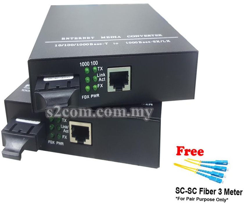 Switch2com SC Multimode Duplex Gigabit Fiber Media Converter (FMC-1F1N-MM)