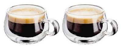 Set of 2 Double Glass Coffee Mug Clear