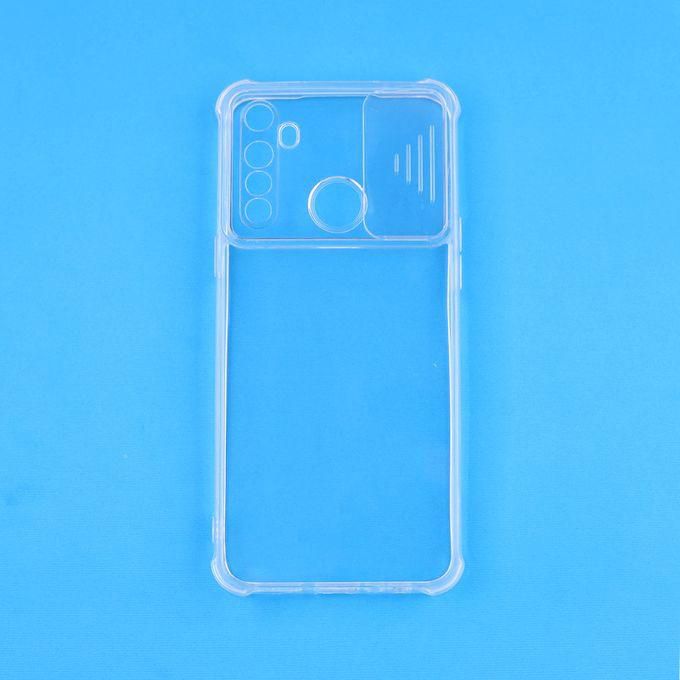 Realme Oppo Cover - Silicone Shockproof Cover With Camera Slider For Realme 5 / 5S - Clear