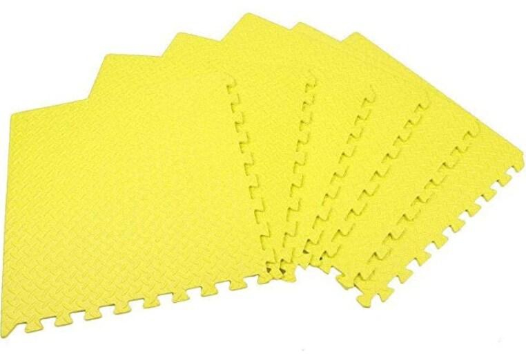 Rainbow Toys - Floor Mat Yellow Foam Exercise Mat 3cm Puzzle Game Pad Non- Slip Stitch Interlock EVA Mat size: 100x100x3cm