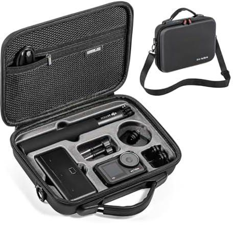 AIJUNCT Carrying Case for DJI Osmo Action 4 / Action 3 Adventure Combo Camera. PU Leather Travel & Storage Bag Compatible with DJI Osmo Action 4 / Action 3 Adventure Combo Accessories.