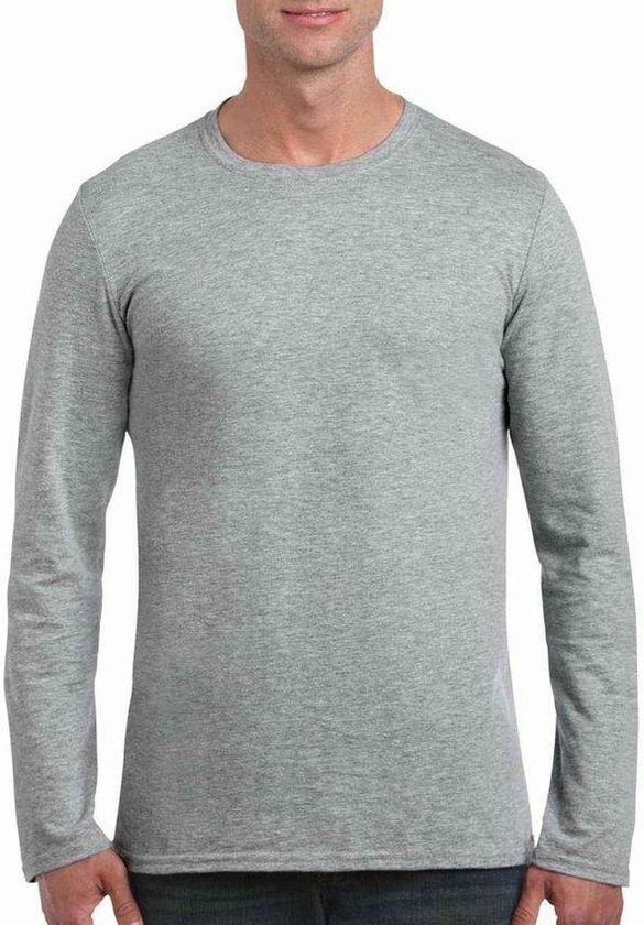 Round Neck Long Sleeves T-Shirt - Gray