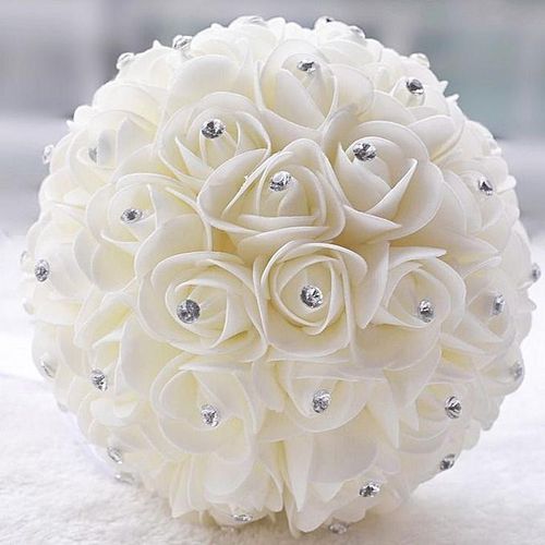Bridal Bridesmaid Wedding Bouquet White Silk Flowers Roses Artificial Bride  Boutonniere Pins Mariage Bouquet Wedding Accessories