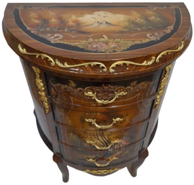4 Drawers Continental Bedside Table Inlaid With Wrought Copper