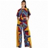 2021 High quality Two Piece Set Clothes African Dashiki Fashion Flower Print Suit Top Trousers Elastic Party For Women