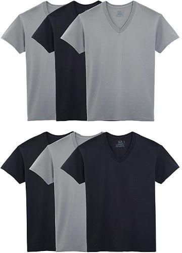 6-pack Men’s V-neck T-shirt- Black/grey