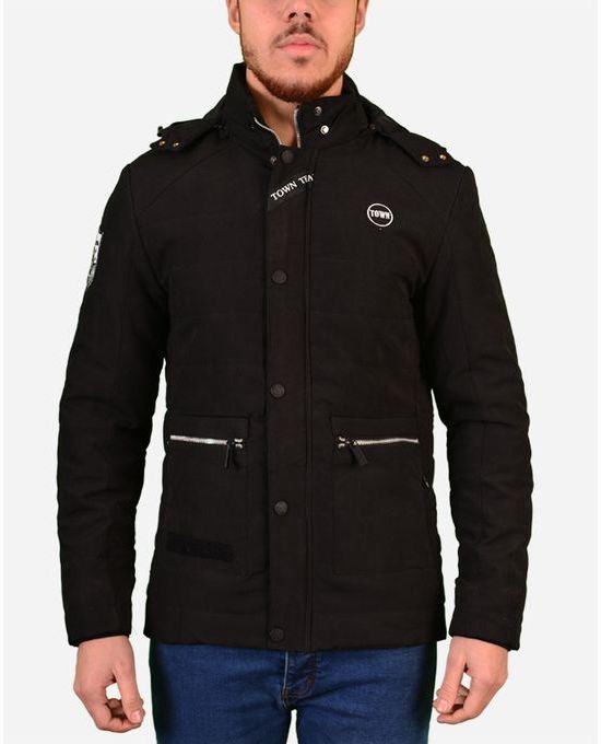 Town Team Zipped Hooded Jacket - Black