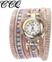 Generic CCQ Women Fashion Casual Analog Quartz Women Rhinestone Watch Bracelet Watch -Beige