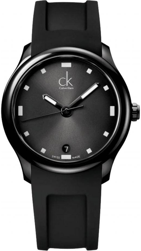 Calvin Klein Men's Black Dial Rubber Band Watch - K2V214D1