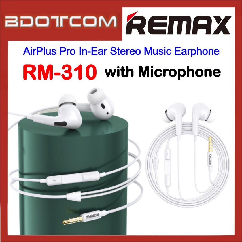 Remax RM-310 AirPlus Pro In-Ear Stereo Music 3.5mm Plug Earphone with Microphone