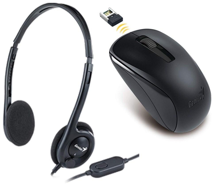 Genius MaxFighter Wireless Mouse With Over-Ear Headphone F-16U Black