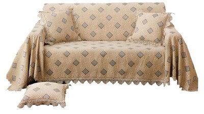غطاء أريكة واقٍ مزين بطبعة أشكال هندسية بيج / بني 150-180سنتيمتر
