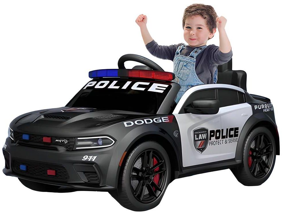 MYTS - Police Car Dodge 12V Kids Car Rideon - Black- Babystore.ae