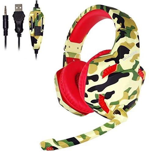 Gaming Headset, Comoflage Headset, Led Light, 3.5mm Headphone For Pubg, Fortnite,Playstation 4 Games Online And Desktop Computer,Microphone Mute Switch And On,Works On Smart Tours (Green)Dz-K176