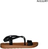 Alfio Raldo Comoda Crossed Patterned Strap Open Toe Sandals (Black)