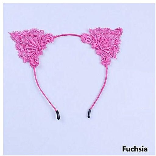 Women Lady Girl Bunny Kitty Cat Ear Party Lace Crochet Hair Head Band Hoop S 