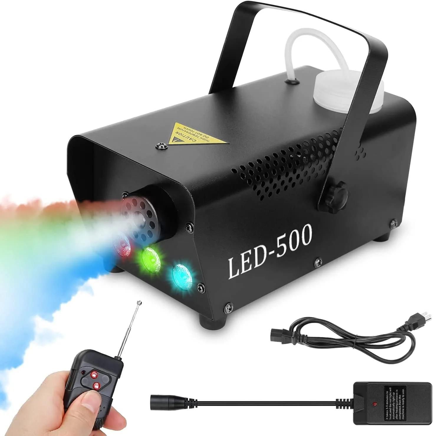 Fog Machine with Lights,Smoke Machine with 3 Stage LED Lights (Red, Blue, Green) & Wireless Remote Control for Parties Halloween Wedding Christmas Dance DJ