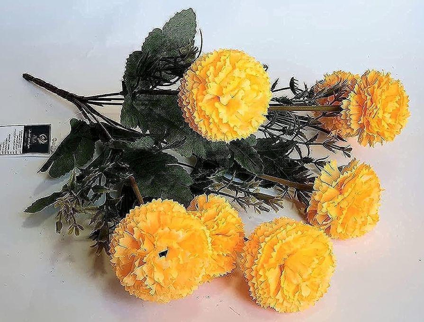 باقة زهور صناعية زهرة الاقحوان 6 ازهار، اصفر