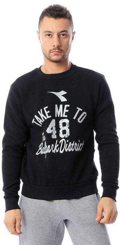 Diadora Men's Sportive Printed Sweatshirt -Black