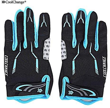 Coolchange Pair Of Full Finger Outdoor Sport Protective Cycling Glove XL - Blue + Black