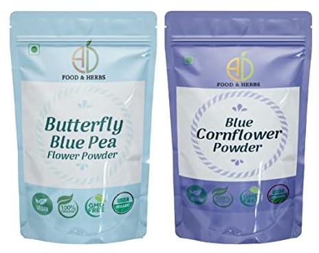 A D Food & Herbs Combo of Butterfly Blue Pea / Cornflower Powder Aromatic Edible for Homemade Lattes, Tea Blends, Bath Salts, Face packs & Body packs (20 Gms x pack of 2)