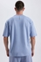 Defacto Man Oversize Fit Crew Neck Short Sleeve Knitted T-Shirt - Blue