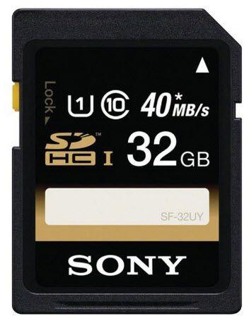 Sony 32GB SDHC Class 10 UHS-1 R40 Memory Card SF32UY/TQMN
