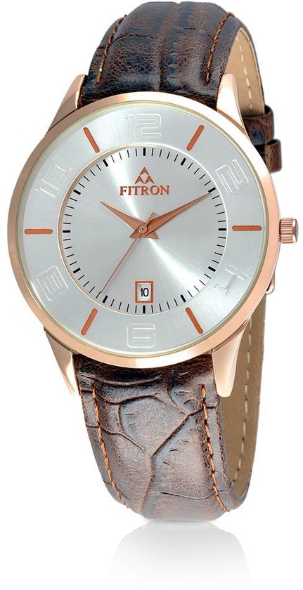 Fitron Watch for Women , Analog , Leather Band , Brown , FT7656L100711