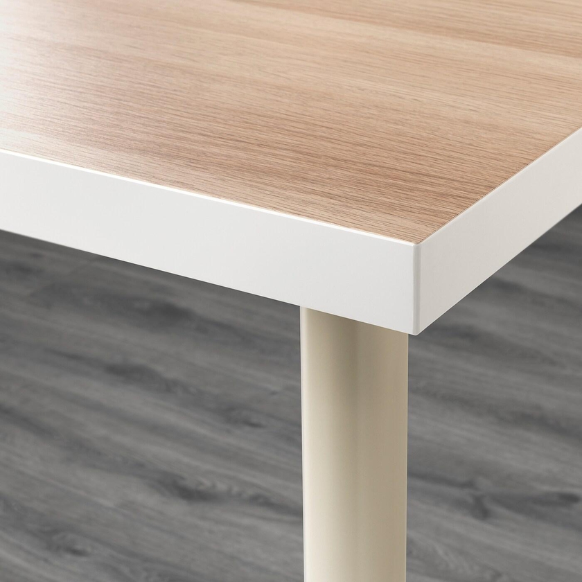 LINNMON / ADILS Table, white white stained oak effect, beige, 120x60 cm