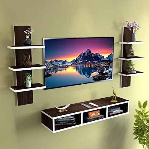 Furnifry Wooden TV Entertainment Unit/TV Cabinet for Wall/Wall Set Top Box Shelf Stand/Wall Mounted TV Stand/Set Top Box Holder for Home/Living Room/Bedroom Ideal for TV Upto 42" (Wenge)