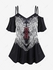 Gothic 3D Lace-up Wings Print Cold Shoulder Top - 5x | Us 30-32
