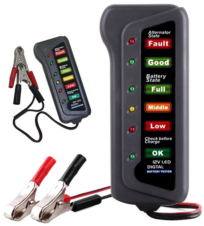 Gdeal 12V Auto Car Digital Battery Alternator Tester 6 LED Lights Display