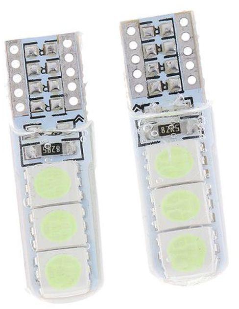 2 Pieces T10 6 LED Car Clearance Dash Interior Light Wedge Ice Blue