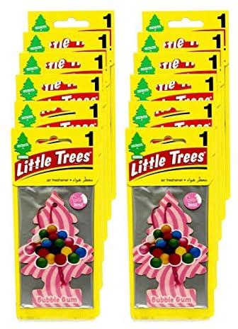 Little Trees Car Air Freshener / Hanging Tree Provides Long Lasting Scent for Auto & Home / Bubble Gum / 12 in 1 Pack
