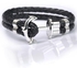 Bracelet for men broad black leather with a anchor form Silver Item No 569 - 1