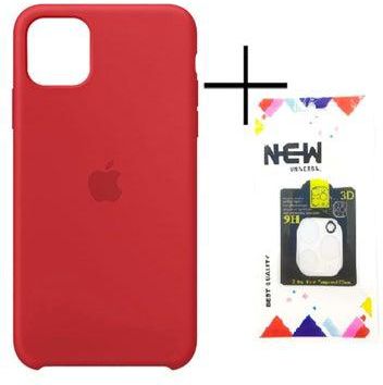 Silicone Protective Case Cover With Camera Lens Protector For Apple iPhone 11 Pro Max Red