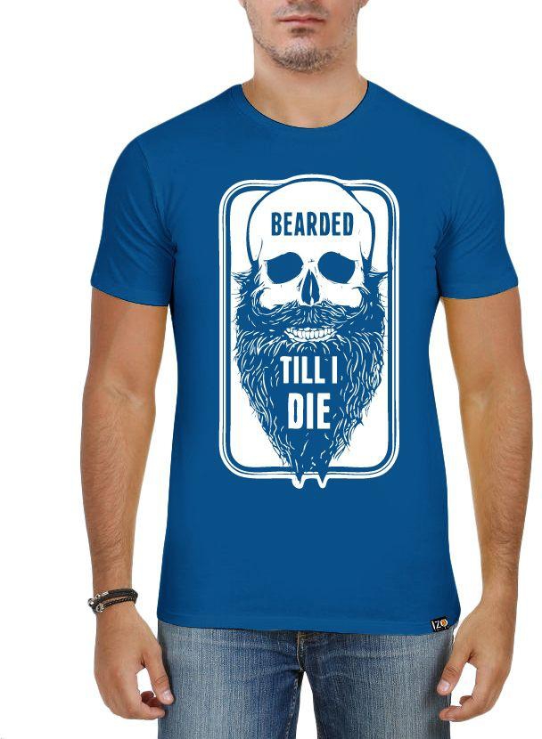 IZO Bearded T-Shirt For Men-Blue, Large