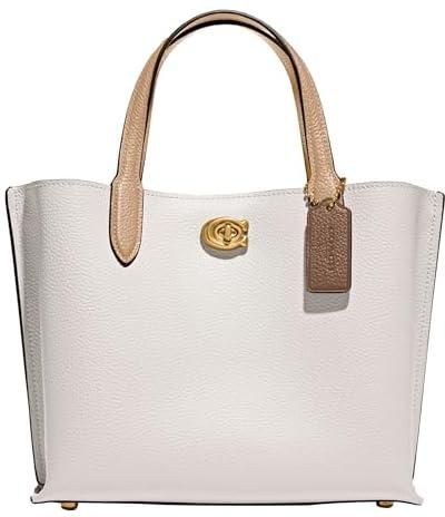 Coach C8561B4CAH Color Block Leather Willow 24 Tote Bag, B4/Chalk Multi, One Size
