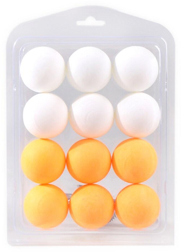 Generic-Yellow &amp; White 12 Pcs Colorful Ping Pong Balls Table Tennis Decor Balls Multi-functional Ping Pong Ball Amateur Training Practice Balls Entertainment Toy Gift Mix   Colors