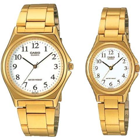 Casio His & Hers White Dial Stainless Steel Band Couple Watch - MTP/LTP-1130N-7B