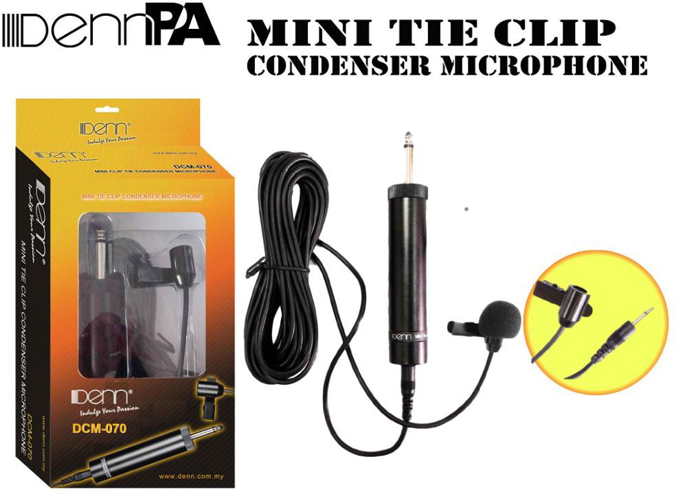 DENN Mini Tie Clip Condenser Microphone Presentation Clip Mic