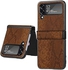 Compatible with Galaxy Z Flip 5 Premium PU Leather Case (Crocodile Shape) for Samsung Galaxy Z Flip 5 - By Next store (Brown)