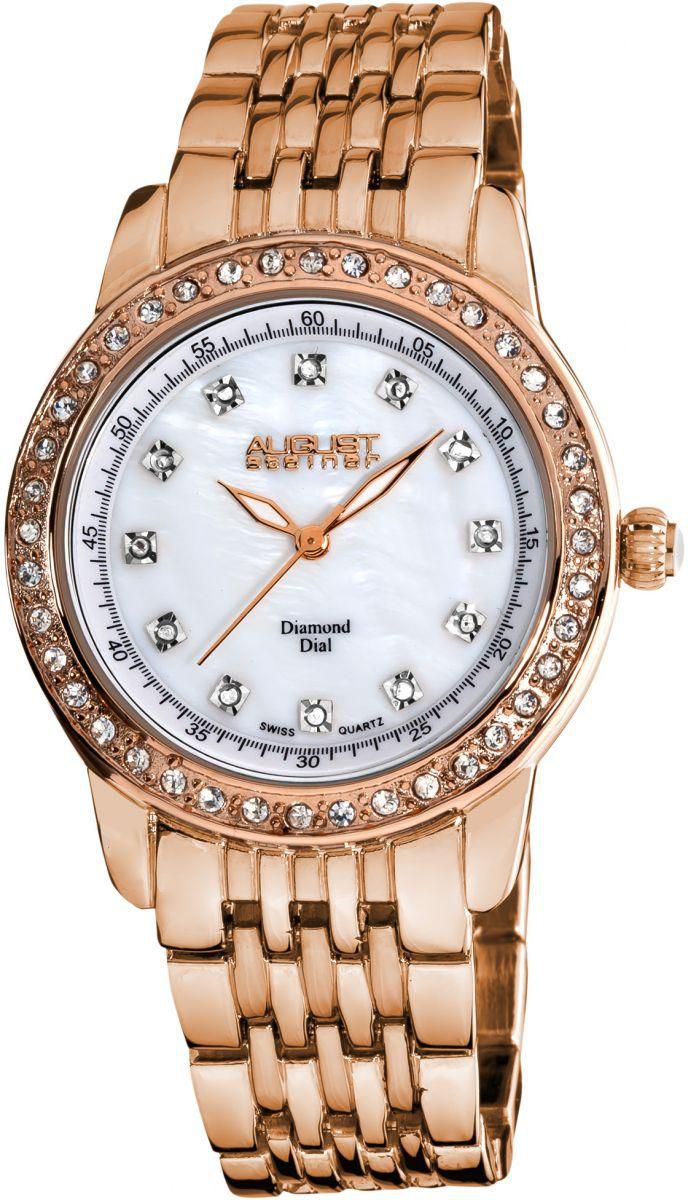 August Steiner Women's Mother of Pearl Dial Metal Band Watch - AS8045RG